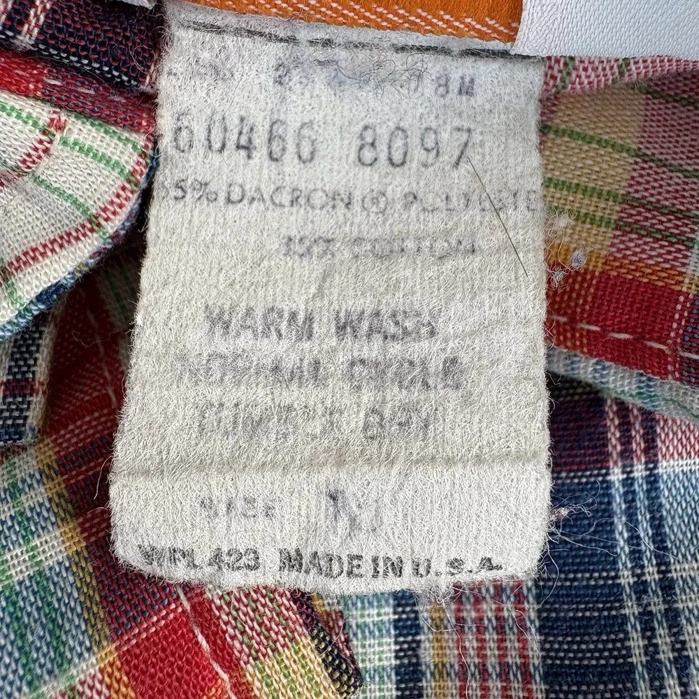 Vintage Levi's‎ Orange Batwing Multicolor Plaid Button Front Long Sleeve Shirt